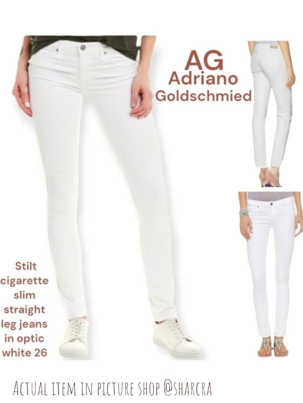 AG Adriano Goldschmied Stilt cigarette slim leg jeans Women's optic white 26